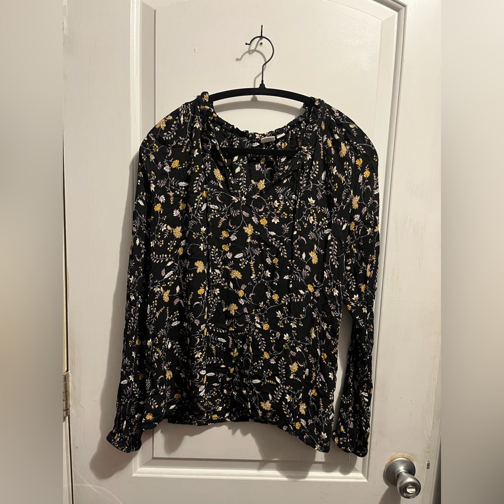 GAP Black Floral Blouse